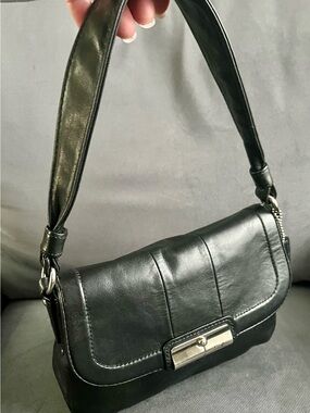 Coach Kristin Leather 🔥 Top Handle Pouch 45166 | Black Y2K Shoulder Bag